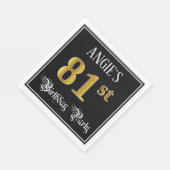 81e verjaardag — Fancy script, Faux Gold look Servet (Hoek)