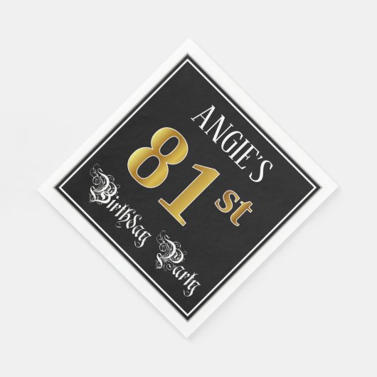 81e verjaardag — Fancy script, Faux Gold look Servet (Hoek)