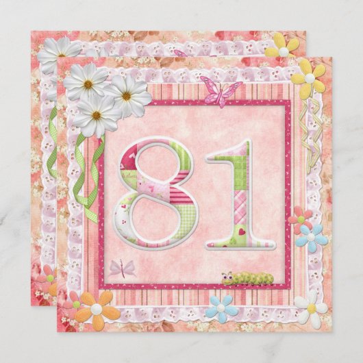 81e verjaardag feest scrapbooking stijl kaart (Voorkant / Achterkant)