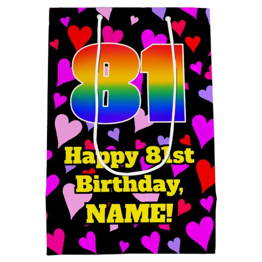 81e verjaardag: Het liefhebbende Kunstpatroon, Reg Medium Cadeauzakje (Achterkant)