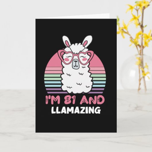 81e verjaardag Llamazing Llama 81 jaar oude dag Kaart (Gele Bloem)