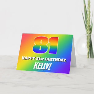 81e verjaardag: Meerkleurig regenboogpatroon # 81 Kaart