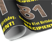 81e verjaardag: Naam & Faux Wood Grain Patroon "81 Cadeaupapier (Rol Hoek)