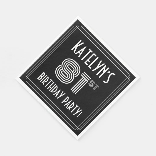 81ste verjaardag: Art Deco Style + aangepaste naam Servet (Hoek)