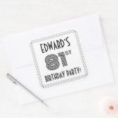 81ste verjaardag: Art Deco Style + aangepaste naam Vierkante Sticker (Envelop)