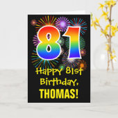 81ste verjaardag: Fireworks Pattern + Rainbow 81 Kaart (Gele Bloem)