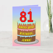 81ste verjaardag — Fun Cake & Candles, w/ Aangepas Kaart (Voorkant)