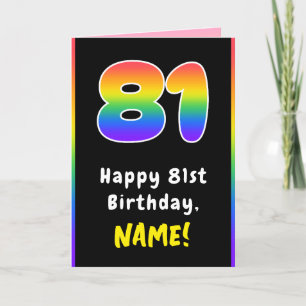 81ste verjaardag: kleurrijke regenboog # 81, Naam  Kaart