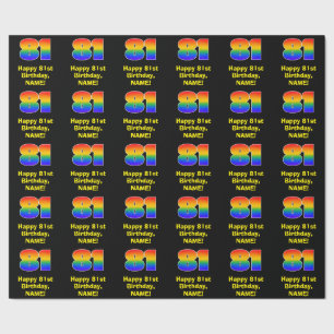 81ste verjaardag: Leuke, kleurrijke regenboog geïn Cadeaupapier