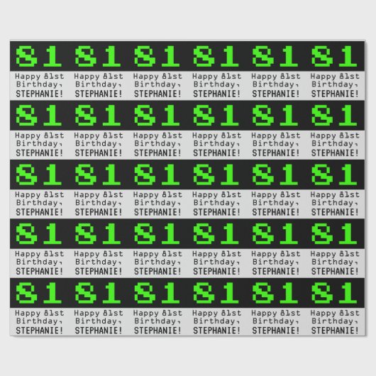 81ste verjaardag - Nerdy / Geeky stijl "81" en naa Cadeaupapier (Vlak)