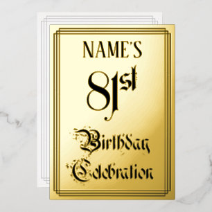 81ste verjaardagsfeest — Elegant schrift + aangepa Folie Uitnodiging
