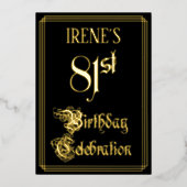81ste verjaardagsfeest — Fancy Script & Aangepaste Folie Uitnodiging (Voorkant)