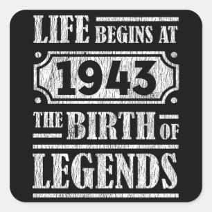 82 jaar oud 1943 Geboorte van de legende 82ste ver Vierkante Sticker