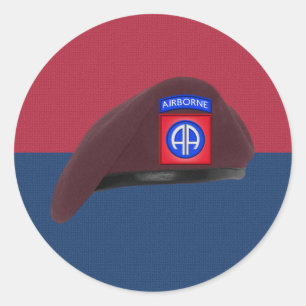 82e Airborne Divisie Iconische Baret Ronde Sticker