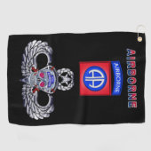 82e Airborne Division Silver Skull Jump Wings Golfhanddoek (Horizontaal)