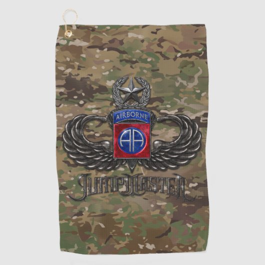 82e Airborne Jumpmaster Camo Golfhanddoek (Voorkant)