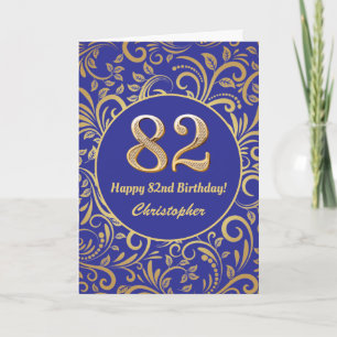 82e anniversaire Marine bleu et or modèle floral