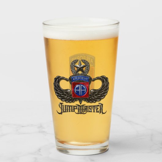 82e Jumpmaster aéroporté Verre à pinte de 16 oz (Devant (rempli))