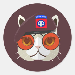 82e Luchtlandingsdivisie Cool Cat Ronde Sticker