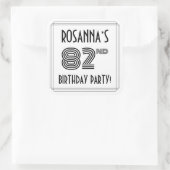 82e verjaardag: Art Deco Style + aangepaste naam Vierkante Sticker (Tas)
