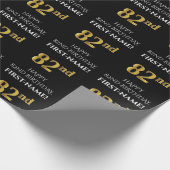 82e verjaardag: Elegant, zwart, Faux Gold look Cadeaupapier (Hoek)