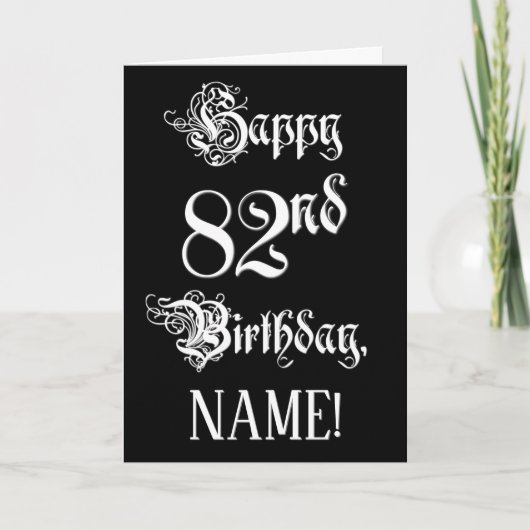 82e verjaardag: Fancy, elegant script + aangepaste Kaart (Voorkant)