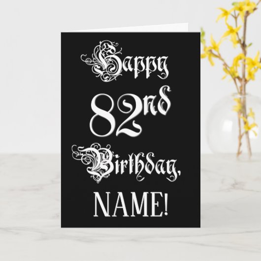82e verjaardag: Fancy, elegant script + aangepaste Kaart (Gele Bloem)