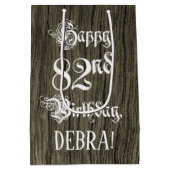 82e verjaardag: Fancy, Faux Wood Kijk + Aangepaste Medium Cadeauzakje (Achterkant)