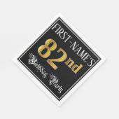 82e verjaardag — Fancy script, Faux Gold look Servet (Hoek)