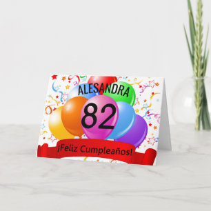 82e Verjaardag Feliz Cumpleanos Spaanse Verjaardag Kaart