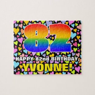 82e verjaardag - Fun, liefhebbende hartvormen + "8 Legpuzzel