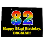 82e verjaardag ~ Leuk, Kleurrijk, Levendig, Regenb Groot Cadeauzakje (Achterkant)
