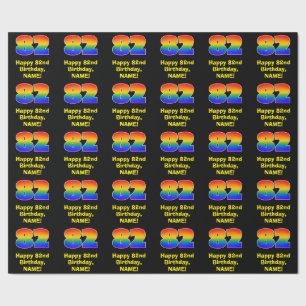 82e verjaardag: Leuke, kleurrijke regenboog geïnsp Cadeaupapier