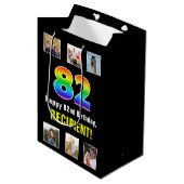 82e verjaardag: Regenboog "82", aangepaste foto's  Medium Cadeauzakje (Voorkant Gekanteld)