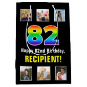 82e verjaardag: Regenboog "82", aangepaste foto's  Medium Cadeauzakje (Voorkant)