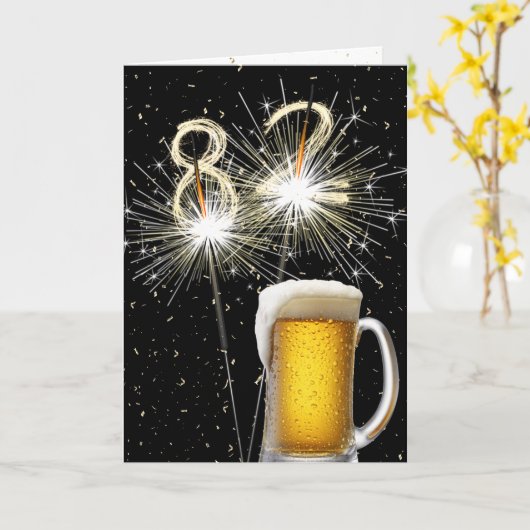 82e Verjaardag Sparklers met Beer Mok Kaart (Gele Bloem)