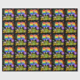 82e verjaardag: vuurwerk, regenboogblik # "82" cadeaupapier
