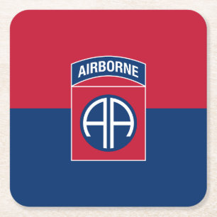 82e Veteraan, divisie Vlag militaire veteraan Vierkante Kartonnen Onderzetter