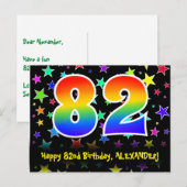 82ste verjaardag: leuk sterrenpatroon, regenboog 8 briefkaart (Voorkant / Achterkant)