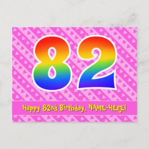 82ste verjaardag: Roze strepen & harten, Regenboog Briefkaart