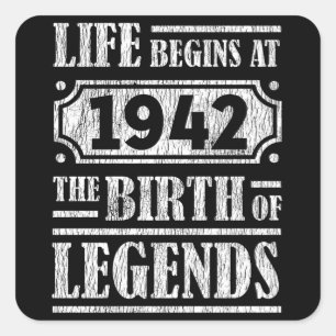 83 jaar oud 1942 Geboorte van de legende 83ste ver Vierkante Sticker