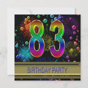 83e fête d'anniversaire Invitation avec bulles