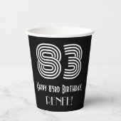 83e verjaardag — Art Deco Geïnspireerde look "83"  Papieren Bekers (Voorkant)