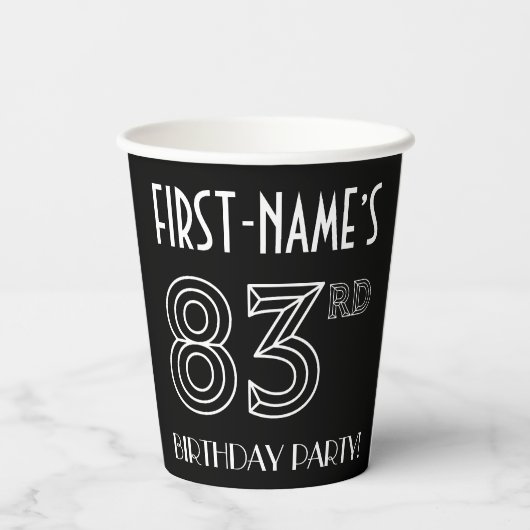 83e verjaardag: Art Deco Style + aangepaste naam Papieren Bekers (Achterkant)
