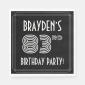 83e verjaardag: Art Deco Style + aangepaste naam Servet (Voorkant)