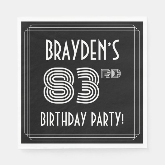 83e verjaardag: Art Deco Style + aangepaste naam Servet (Voorkant)