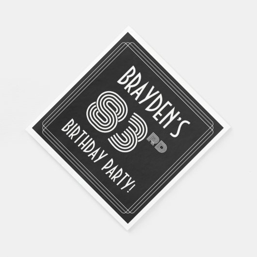 83e verjaardag: Art Deco Style + aangepaste naam Servet (Hoek)