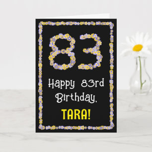 83e verjaardag: Floral Flowers Number, Custom Name Kaart