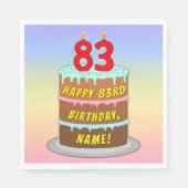 83e verjaardag: Fun Cake and Candles + Custom Name Servet (Voorkant)