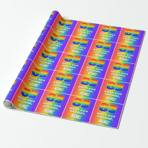 83e verjaardag: kleurrijk, vun regenboogpatroon # cadeaupapier